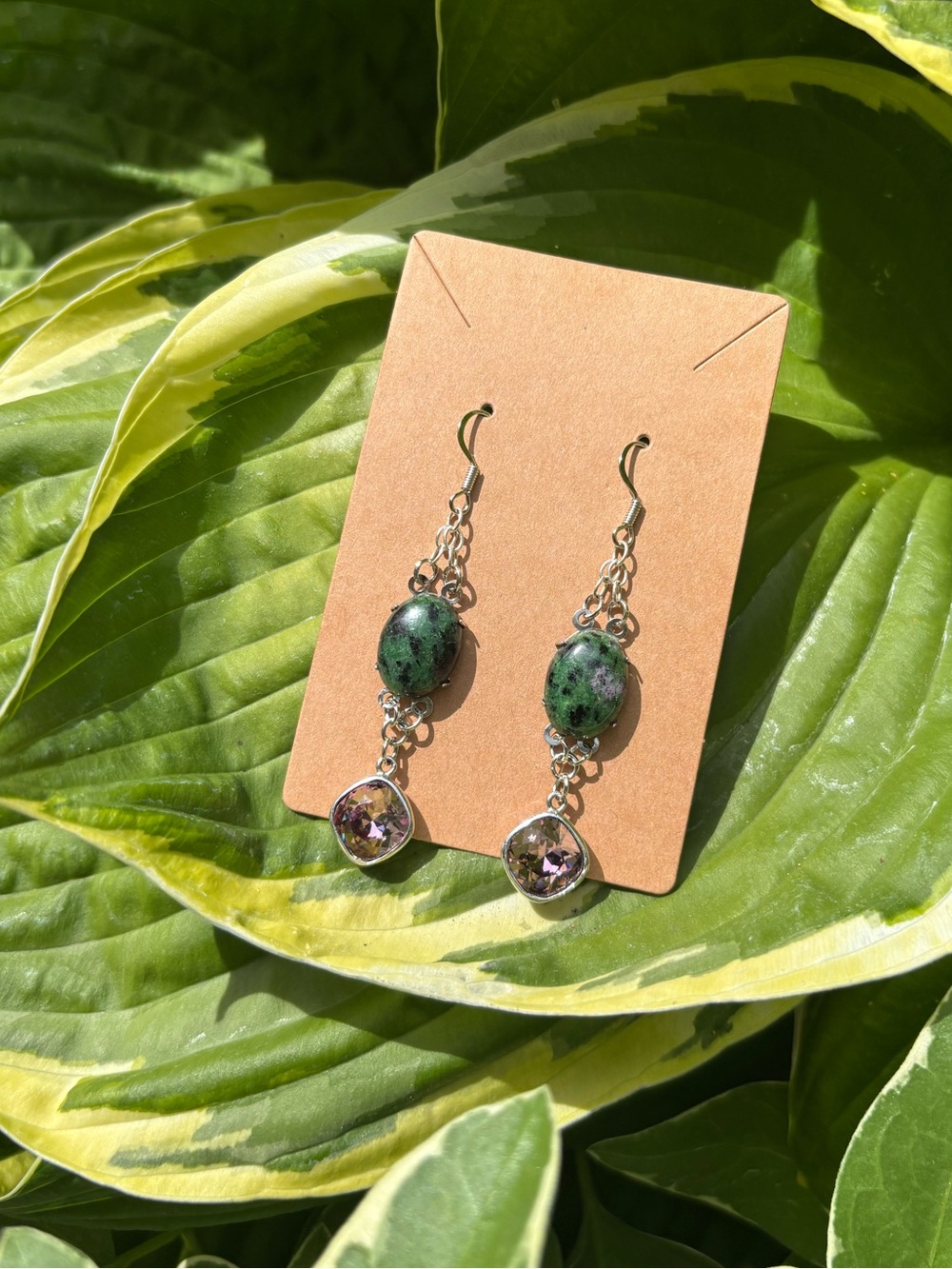 Ruby zoisite earrings. - Picture 7 of 13